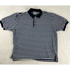 Vintage Palmer Golf Shirt Mens Size XL Polo 100% Cotton Striped Light Blue Navy